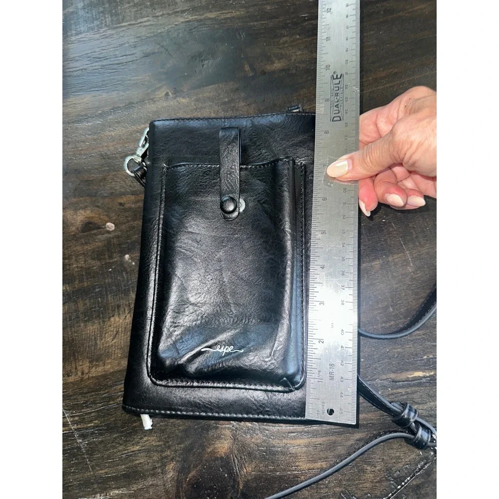 Espe Black Vegan Leather RFID Crossbody Phone Bag Wallet Purse NWOT